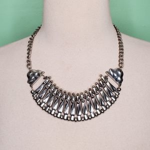 Silver-Tone Layered Fringe Statement Necklace for Women